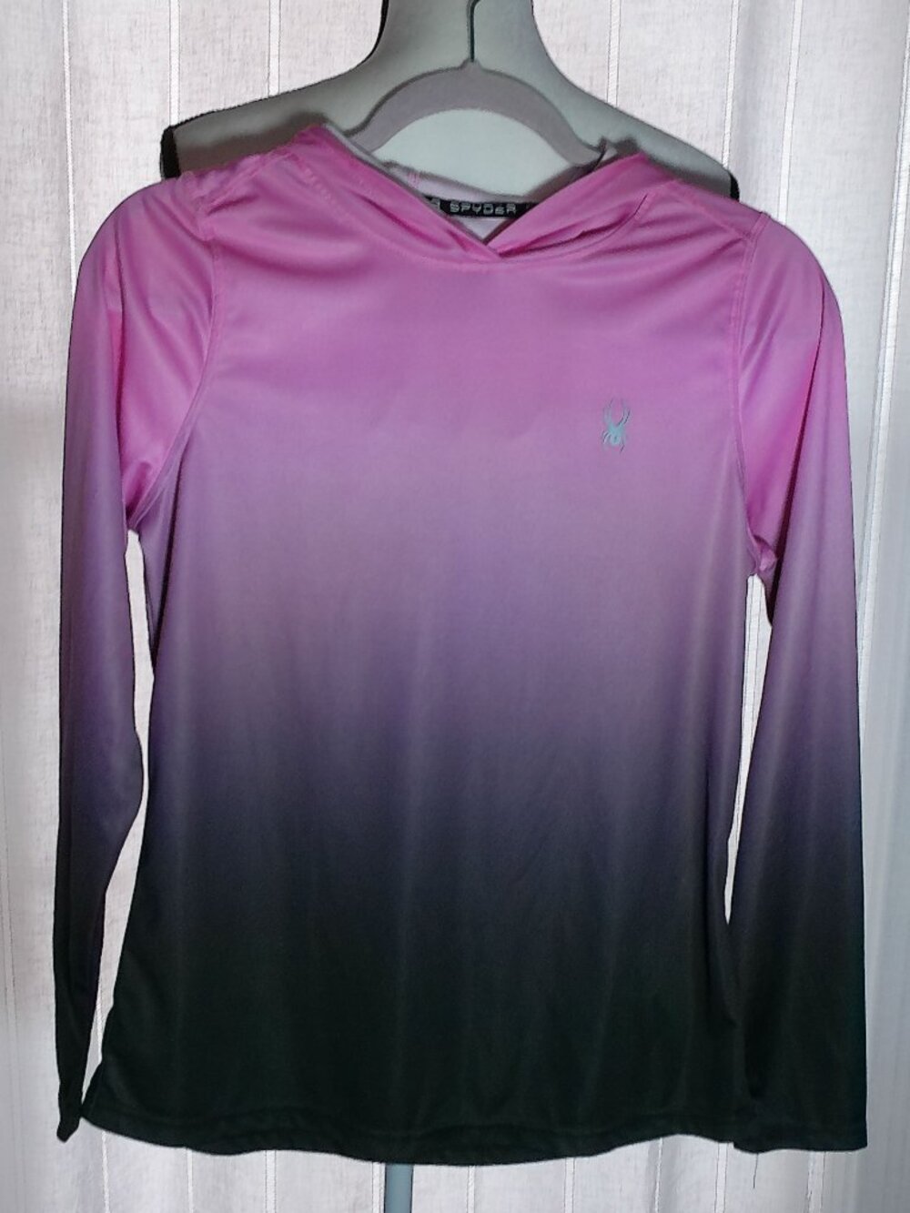 SPYDER Activewear Top Long Sleeve Hooded Pink / Purple Ombre Color NWOT S